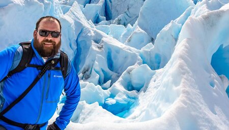 Lars Vondenhoff am Gletscher in Chile