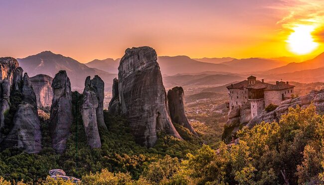 Sonnenuntergang über Meteora