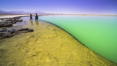 Laguna Cejar aka floating salt lake lagoon Atacama Desert North Chile