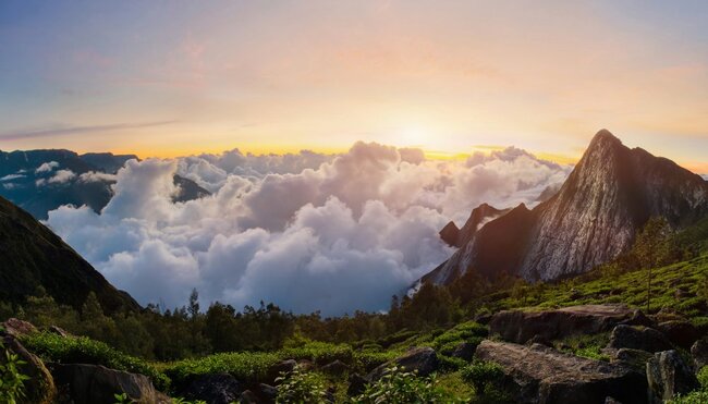 Blick auf den Meesapulimala Peak