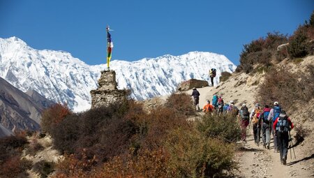 Trekkinggruppe bei der AnnapurnaUmrundung