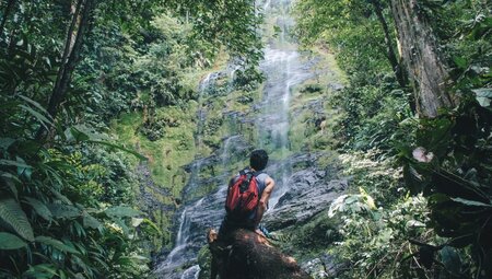 Reunion  Wanderer am Wasserfall