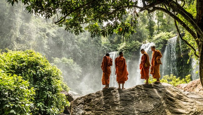 Mönche im Phnom Kulen Nationalpark