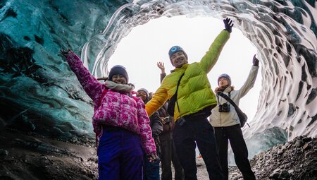 Entering the ice caves of Vatnajokull Glacier