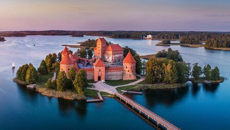 Trakai castle: medieval gothic Island castle, located in Galve lake. Lithuania