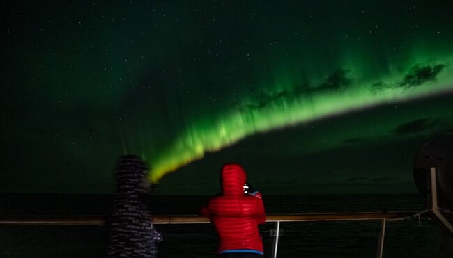The Aurora Borealis over East Greenland