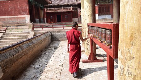 Intrepid Travel mongolia young monk at amarbayasgalant monastery