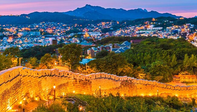 Gorgeous view of Seoul from Naksan Park in the evening, South Korea