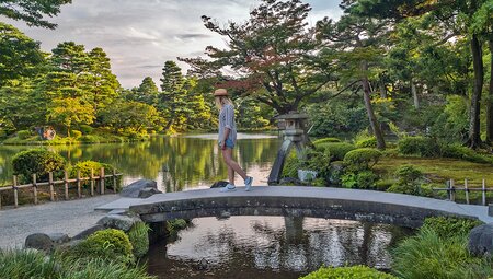 Enjoy the Kenrokuen Garden in Kanazawa, one of Japan's three Great Gardens.