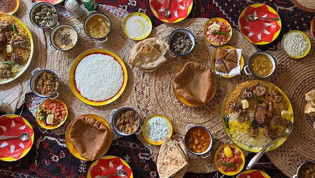 A local meal shot from above, Najd village, Riyadh, Saudi Arabia