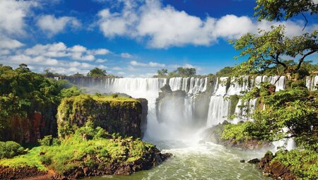Iguazu falls on a sunny day in brazil