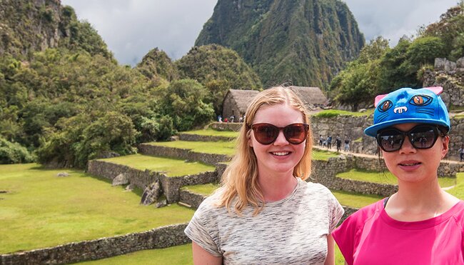 Two travellers at Machu Picchu, Peru