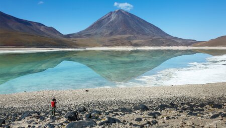 Laguna Verde, the Green Lagoon, and the volcano Licancabur above it