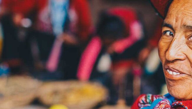 Traditionally dressed local from sacred valley, peru