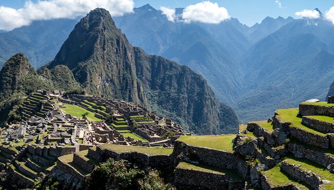 Panoramic view of Machu Picchu and surrounds, Peru