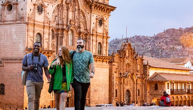GGPEC - Travellers walking near Cusco Cathedral, Peru
