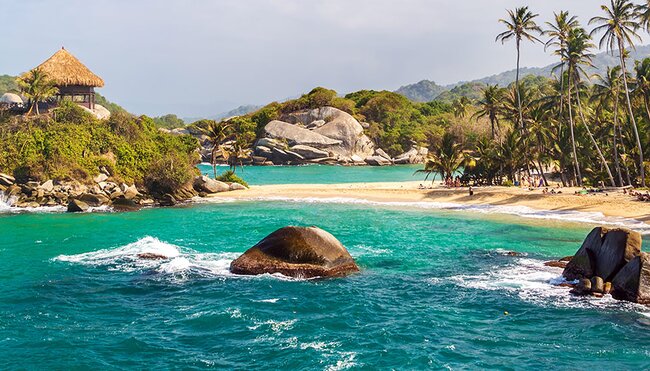 colombia tayrona national park beach sea palms hut