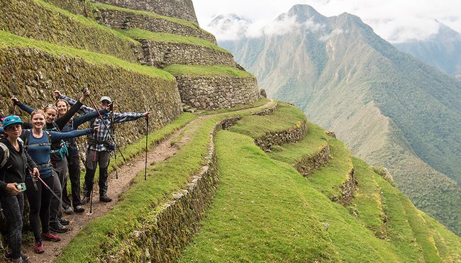 Group trek along Inca Trail, Peru