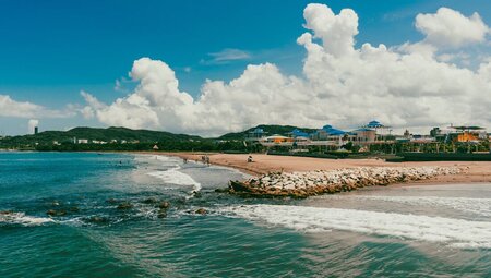 Beach of sea port town Barranquilla, Colombia
