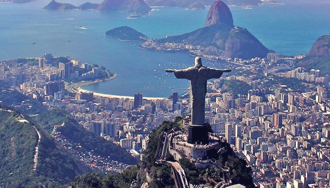 Rio brazil christ redeemer aerial view