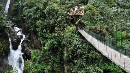 Ecuador Banos waterfall bridge