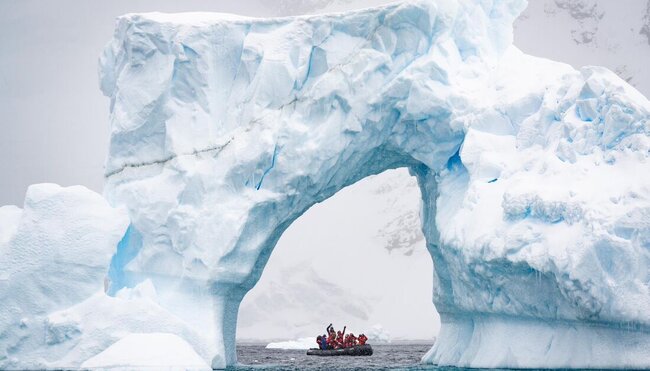 Take in the signifcant scale of Antarctica's ice on a zodiac cruise