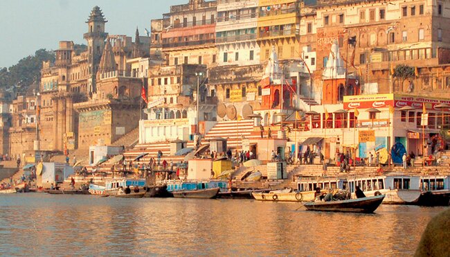 india varanasi ganges sunrise view