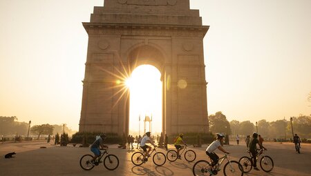 india rajasthan cycling group monument sunrise