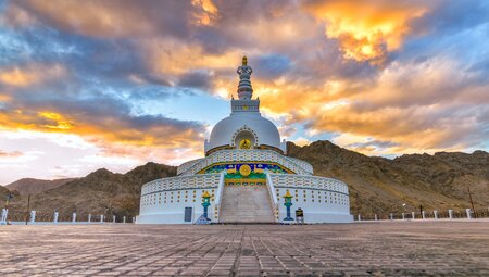 Shanti Stupa outside the city of Leh in Ladakh province in India