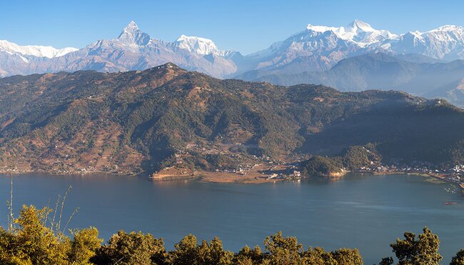 Panorama view of Pokhara and Phewa Lake, Nepal