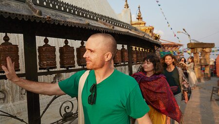 Travellers at the temple, Nepal
