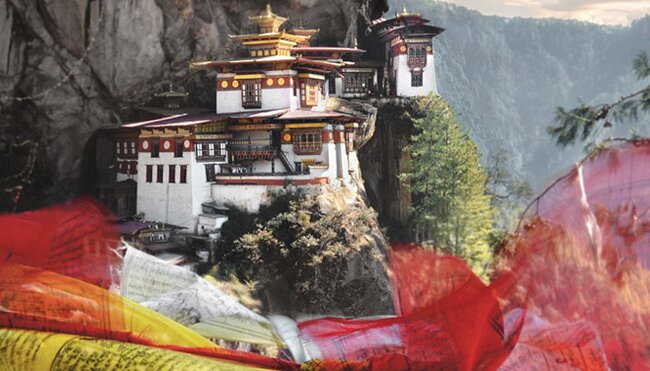 bhutan paro tigers nest monastery prayer flags