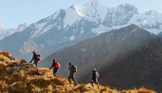 Travellers hiking in Annapurna, Nepal