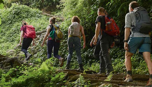 Travellers hiking in Nepal