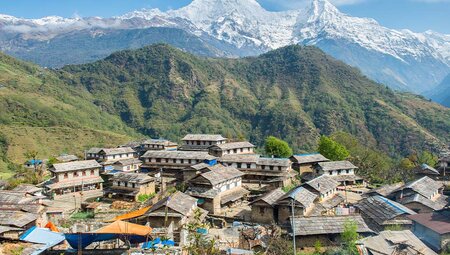 View of the Annapurna mountain range from Ghandruk Village, Nepal