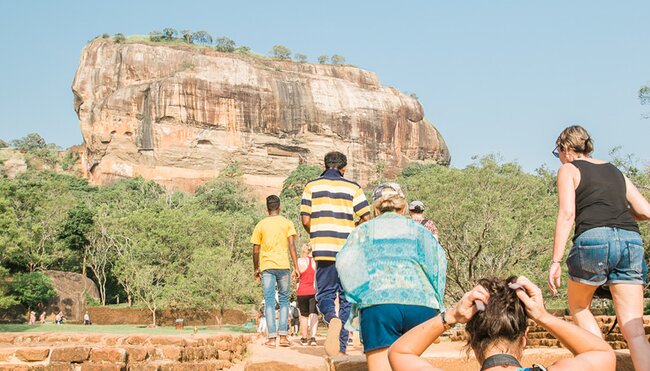 Intrepid Travel Sri Lanka Dambulla Sigiriya Lion Rock Fortress group climbing