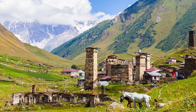 Ushguli settlement in Georgia