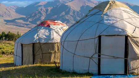 Nomadic tents Yurt at the Issyk Kul, Kyrgyzstan