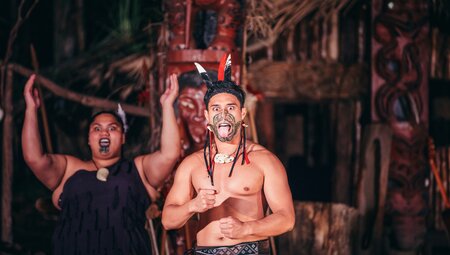 A traditional Maori dance in Rotorua New Zealand