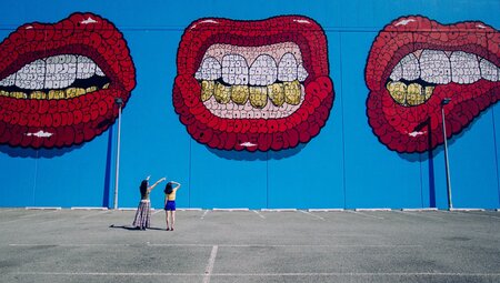 Admiring Street Art Christchurch, South Island, New Zealand
