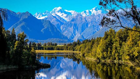 Reflection of Mount Aoraki and Mount Cook, Lake Matheson