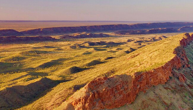 Aerial view of West Macdonnell Ranges and Larapinta Trail in the Northern Territory, Australia