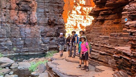 Walking group in Karijini Gorge, Western Australia
