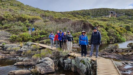 Travellers walking along the Kangaroo Wilderness Trail, Southern Australia