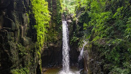 Waterfall deep in Tamanique forests reached by hiking in El Salvador