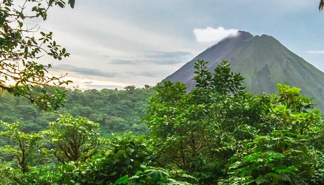 Jungle view of Arenal volcano in costa rica