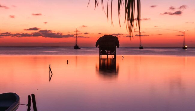 Purple and pink sunset in Belize