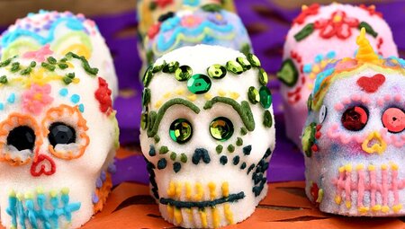 Handcrafted sugar skulls for Dia de Los Muertos