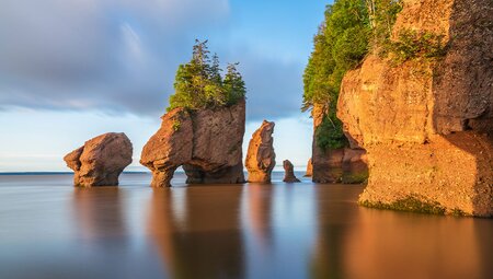 Hopewell Rock at sunrise during high tide, New Brunswick, Canada