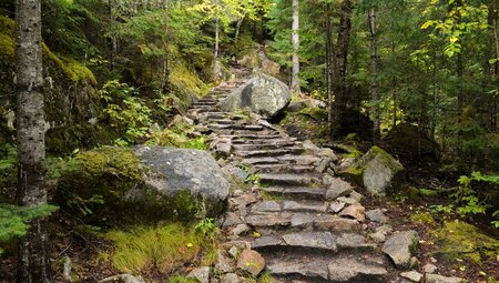 Stone stairway in Saguenay Fjord National Park, Canada